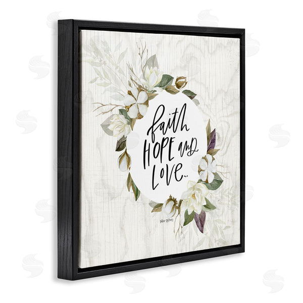 Stupell Industries Valerie Wieners | Faith Hope And Love Sentiment Floral Cotton Wreath Wall Art