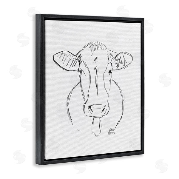 Stupell Industries Valerie Wieners | Farm Cattle Cow Pencil Sketch Drawing Portrait Wall Art
