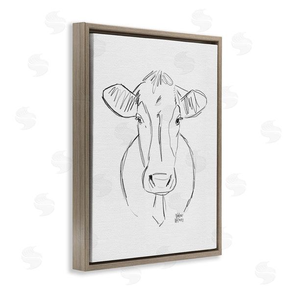 Stupell Industries Valerie Wieners | Farm Cattle Cow Pencil Sketch Drawing Portrait Wall Art