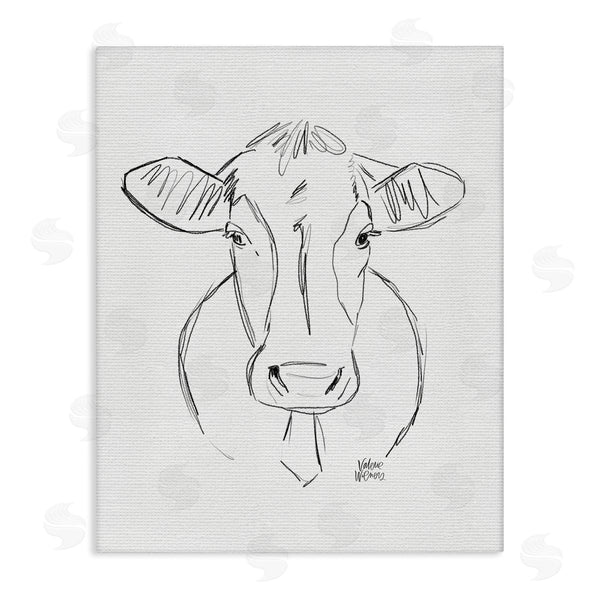 stupell industries Valerie Wieners | Farm Cattle Cow Pencil Sketch Drawing Portrait Wall Art
