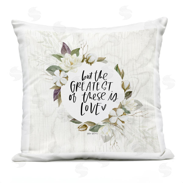 Stupell Industries Valerie Wieners | Greatest Love Soft White Rustic Florals Printed Throw Pillow