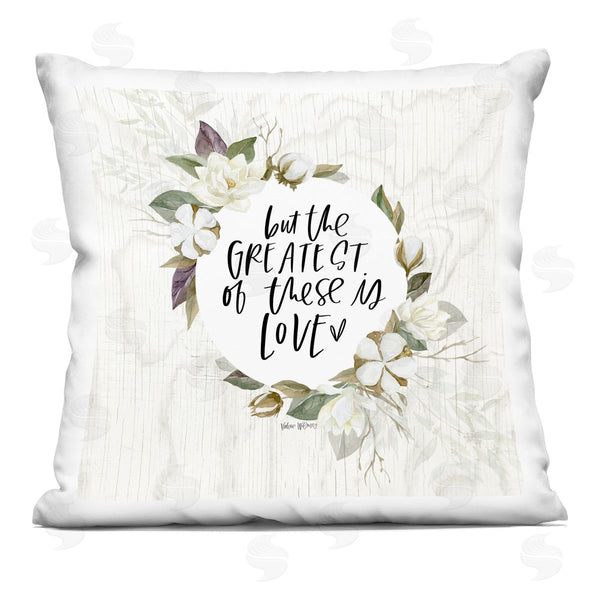 stupell industries Valerie Wieners | Greatest Love Soft White Rustic Florals Printed Throw Pillow