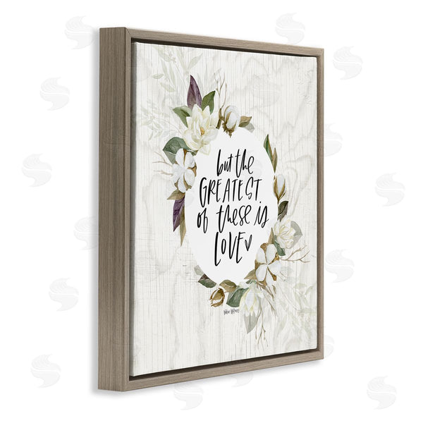 Stupell Industries Valerie Wieners | Greatest Love Typography Quote Classic White Floral Border Wall Art