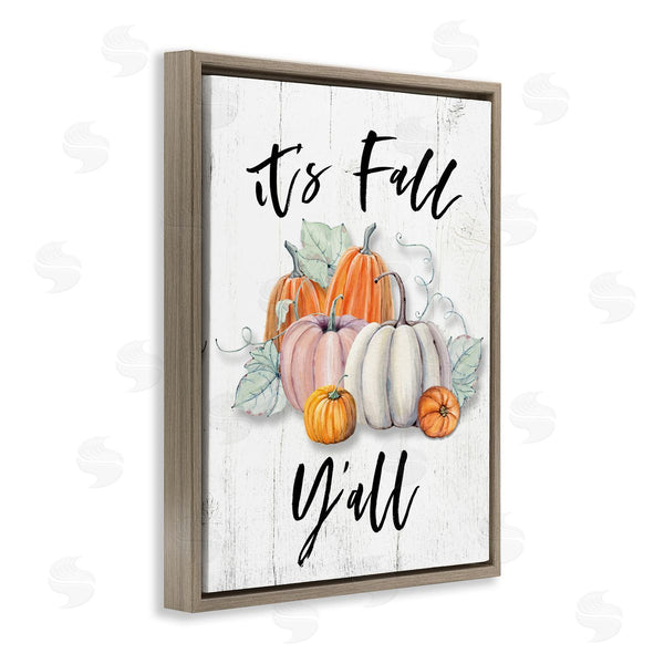 Stupell Industries Valerie Wieners | It's Fall Y'all Seasonal Excitement Muted Harvest Pumpkins Wall Art