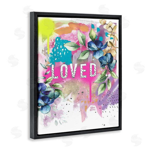 Stupell Industries Valerie Wieners | Loved Text Trendy Abstract Flower Blossoms Design Wall Art