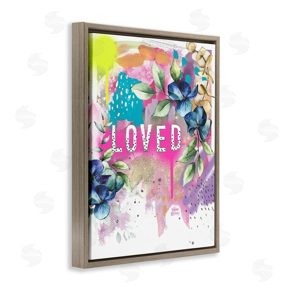 Stupell Industries Valerie Wieners | Loved Text Trendy Abstract Flower Blossoms Design Wall Art