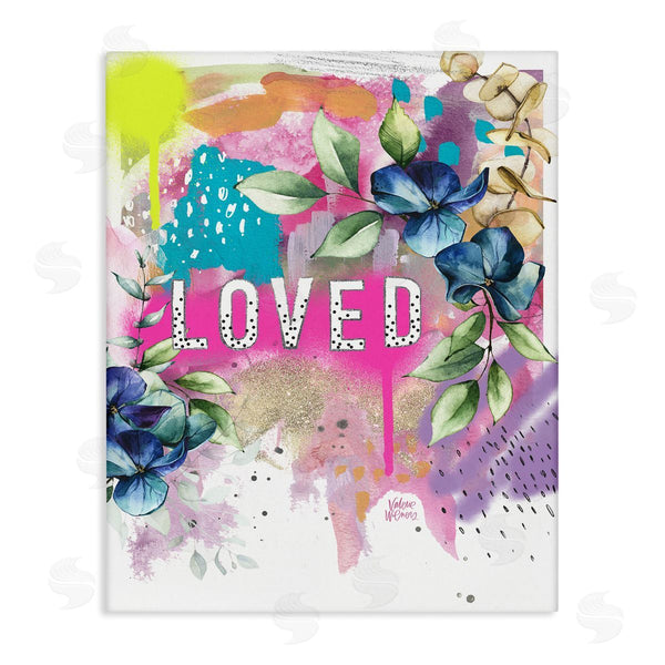 stupell industries Valerie Wieners | Loved Text Trendy Abstract Flower Blossoms Design Wall Art