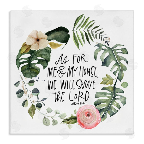 stupell industries Valerie Wieners | Serve the Lord Joshua 24:15 Tropical Palm Wreathe Wall Art