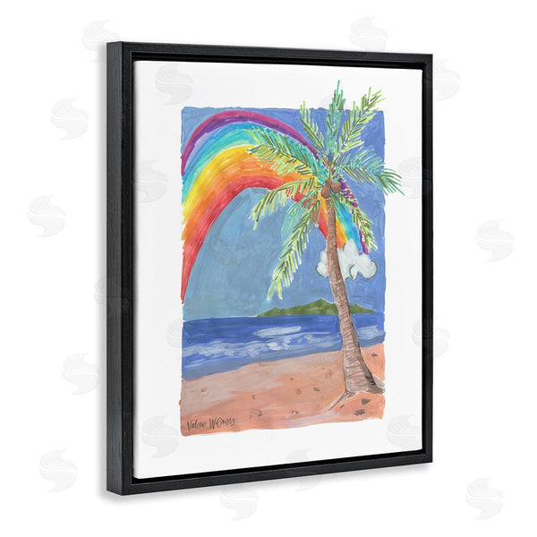Stupell Industries Valerie Wieners | Whimsical Rainbow Over Beach Tropical Palm Tree Wall Art