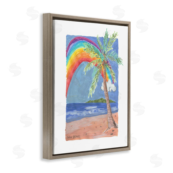 Stupell Industries Valerie Wieners | Whimsical Rainbow Over Beach Tropical Palm Tree Wall Art