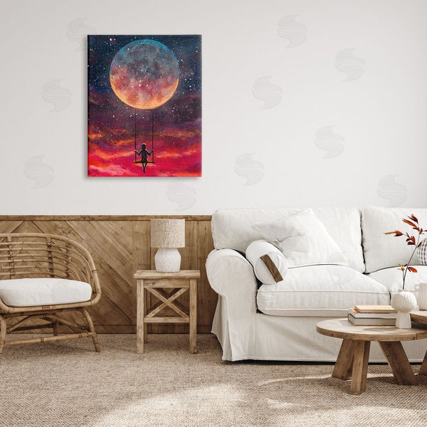 Stupell Industries Valery Rybakow | Person Swinging From Moon Wall Art
