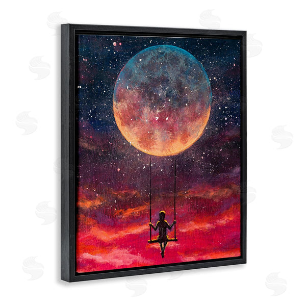Stupell Industries Valery Rybakow | Person Swinging From Moon Wall Art