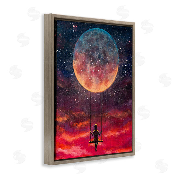 Stupell Industries Valery Rybakow | Person Swinging From Moon Wall Art