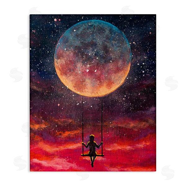 stupell industries Valery Rybakow | Person Swinging From Moon Wall Art
