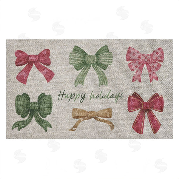stupell industries Vanessa Stoilova | Happy Holidays Festive Bows Faux Sisal Door Mat
