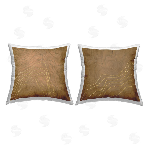 stupell industries Vanna Lam | Rustic Grain Pattern Printed Throw Pillow Set
