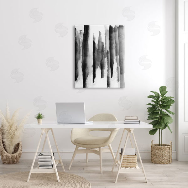 Stupell Industries VDK Atelier | Modern Black Ink Abstract Landscape Watercolor Over White Wall Art