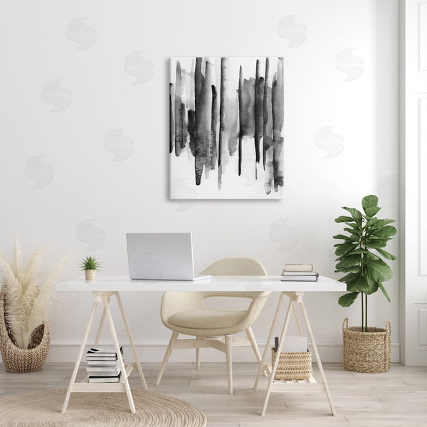 Stupell Industries VDK Atelier | Vertical Black Ink Strokes Abstract Watercolor Over White Wall Art