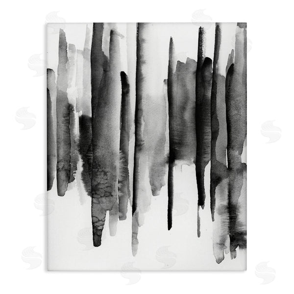 stupell industries VDK Atelier | Vertical Black Ink Strokes Abstract Watercolor Over White Wall Art