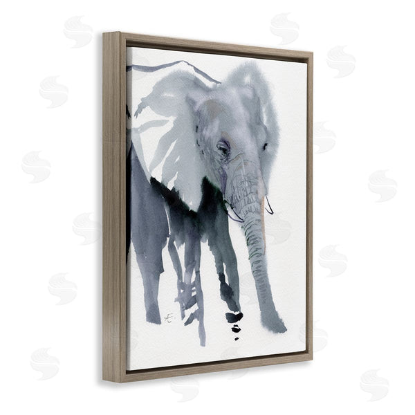 Stupell Industries Verbrugge Watercolor | Abstract Elephant March Grey Safari Animal Watercolor Wall Art