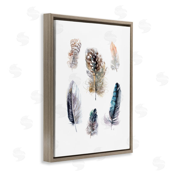 Stupell Industries Verbrugge Watercolor | Arrangement Of Feathers Soft Watercolor Bird Patterns Wall Art