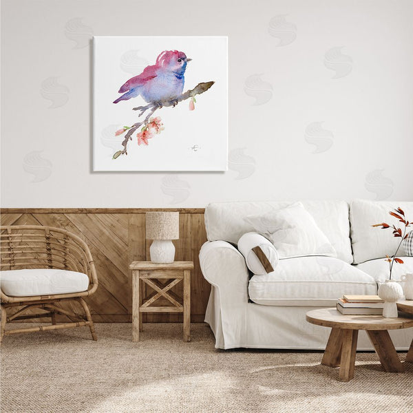 Stupell Industries Verbrugge Watercolor | Baby Bird Blooming Spring Blossom Tree Branch Wall Art