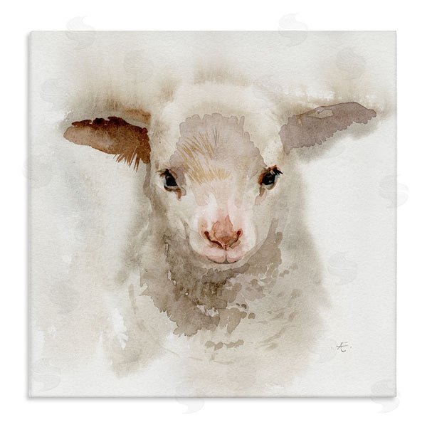 stupell industries Verbrugge Watercolor | Baby Lamb Farm Portrait Minimal Shaggy Animal Wall Art