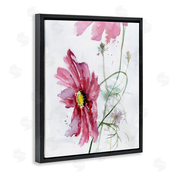 Stupell Industries Verbrugge Watercolor | Bending Pink Cosmo Flower Abstract Floral Watercolor Painting Wall Art