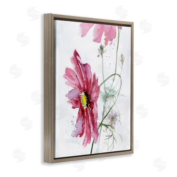 Stupell Industries Verbrugge Watercolor | Bending Pink Cosmo Flower Abstract Floral Watercolor Painting Wall Art