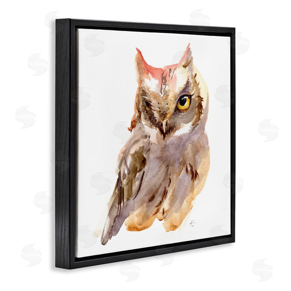 Stupell Industries Verbrugge Watercolor | Brown Horned Owl Eye Wink Minimal Bird Wall Art