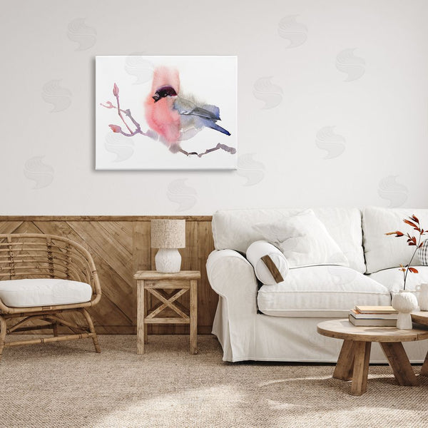 Stupell Industries Verbrugge Watercolor | Bullfinch On Empty Tree Branch Abstract Song Bird Wall Art