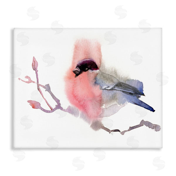 stupell industries Verbrugge Watercolor | Bullfinch on Empty Tree Branch Abstract Song Bird Wall Art