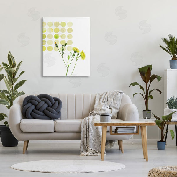 Stupell Industries Verbrugge Watercolor | Dandelion Flowers Under Abstract Summer Circles Floral Painting Wall Art