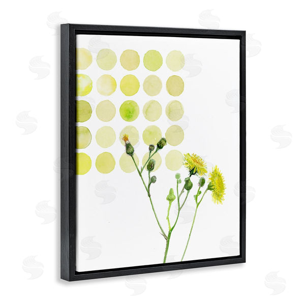 Stupell Industries Verbrugge Watercolor | Dandelion Flowers Under Abstract Summer Circles Floral Painting Wall Art