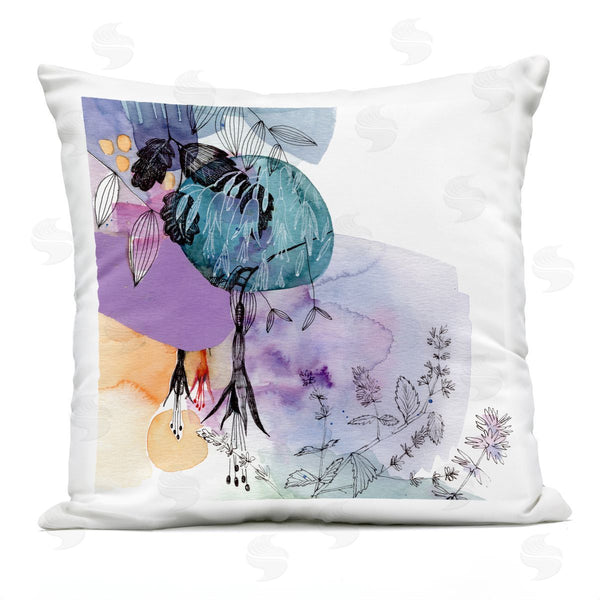 Stupell Industries Verbrugge Watercolor | Delicate Floral Blooms Layered Shapes Printed Throw Pillow