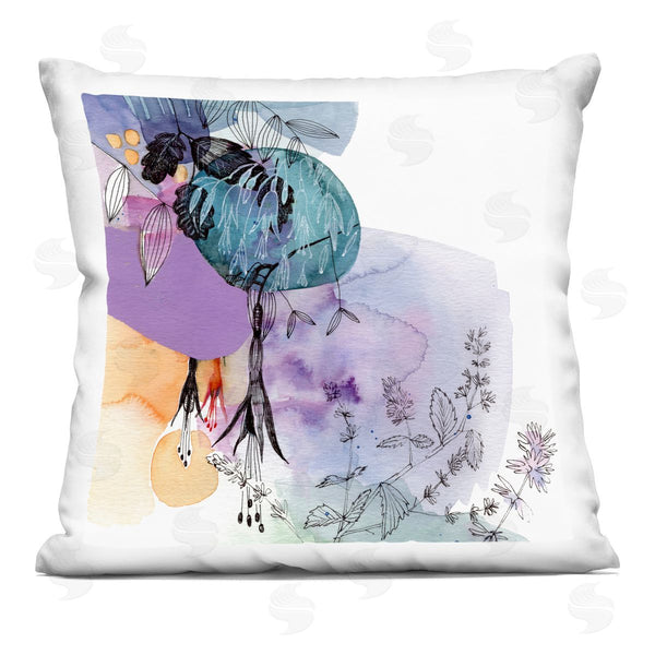 stupell industries Verbrugge Watercolor | Delicate Floral Blooms Layered Shapes Printed Throw Pillow