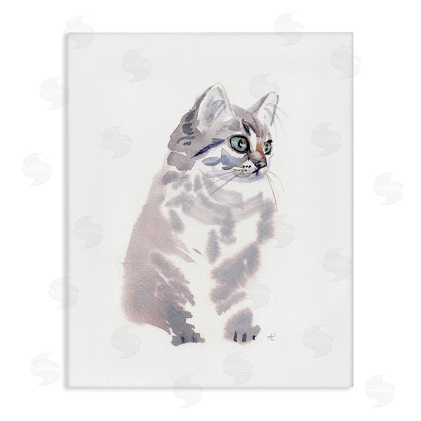stupell industries Verbrugge Watercolor | Grey Shorthair Kitten Portrait Minimal Pet Cat Wall Art