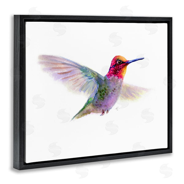 Stupell Industries Verbrugge Watercolor | Hummingbird In Flight Pink Purple Bird Watercolor Painting Wall Art