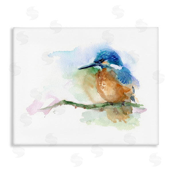 stupell industries Verbrugge Watercolor | Kingfisher Perched Bird on Cottage Tree Branch Wall Art