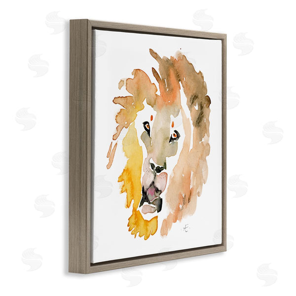 Stupell Industries Verbrugge Watercolor | Lion's Mane Sun Portrait Minimal Safari Animal Wall Art
