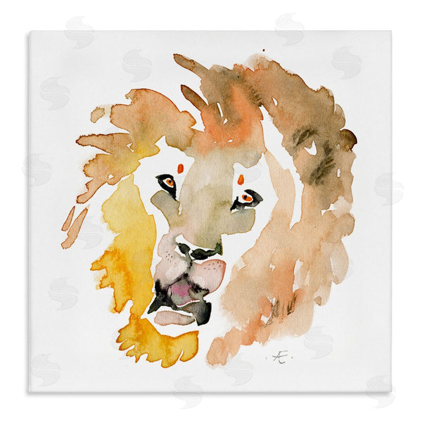 stupell industries Verbrugge Watercolor | Lion's Mane Sun Portrait Minimal Safari Animal Wall Art