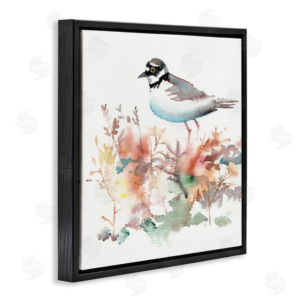 Stupell Industries Verbrugge Watercolor | Little Ringed Plover Bird In Country Wildflower Field Wall Art