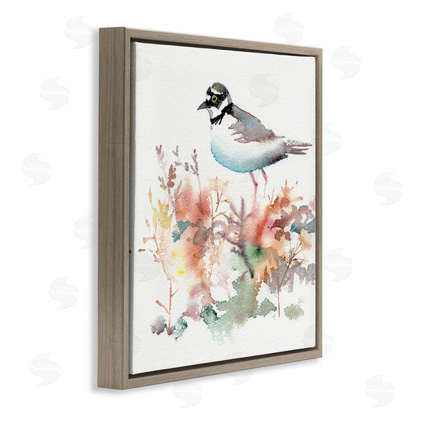 Stupell Industries Verbrugge Watercolor | Little Ringed Plover Bird In Country Wildflower Field Wall Art