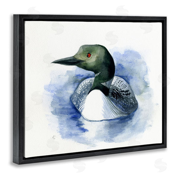 Stupell Industries Verbrugge Watercolor | Loon In Blue Lake Minimal Canadian Water Bird Wall Art