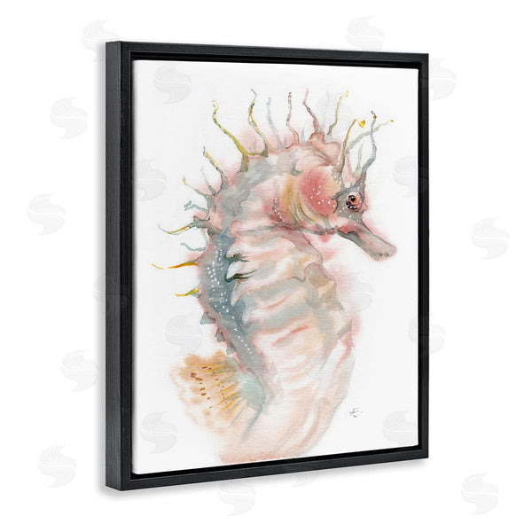 Stupell Industries Verbrugge Watercolor | Minimal Seahorse Watercolor Portrait Aquatic Animal Painting Wall Art