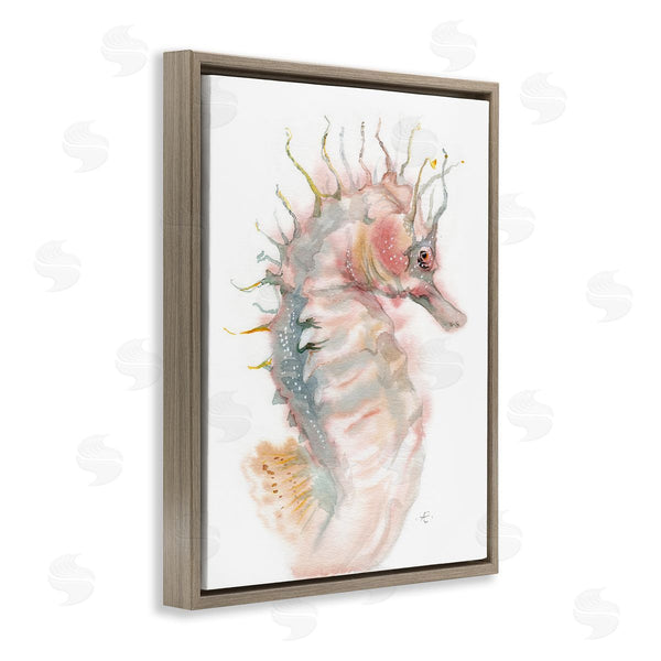 Stupell Industries Verbrugge Watercolor | Minimal Seahorse Watercolor Portrait Aquatic Animal Painting Wall Art