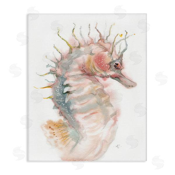stupell industries Verbrugge Watercolor | Minimal Seahorse Watercolor Portrait Aquatic Animal Painting Wall Art