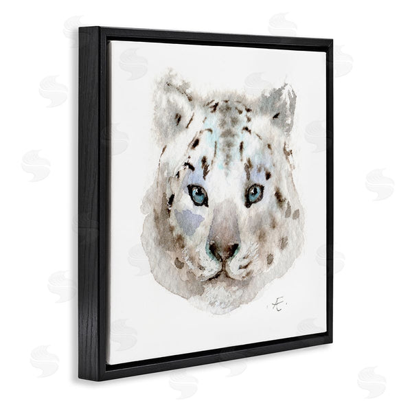 Stupell Industries Verbrugge Watercolor | Minimal White Leopard Portrait Spotted Safari Animal Wall Art