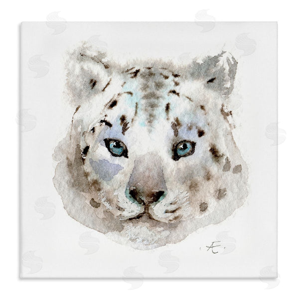 stupell industries Verbrugge Watercolor | Minimal White Leopard Portrait Spotted Safari Animal Wall Art