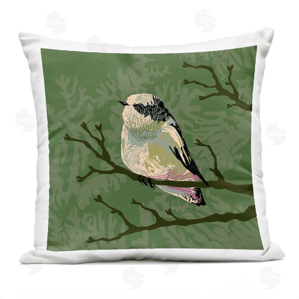 Stupell Industries Verbrugge Watercolor | Peaceful Perched Bird Botanical Branches Printed Throw Pillow